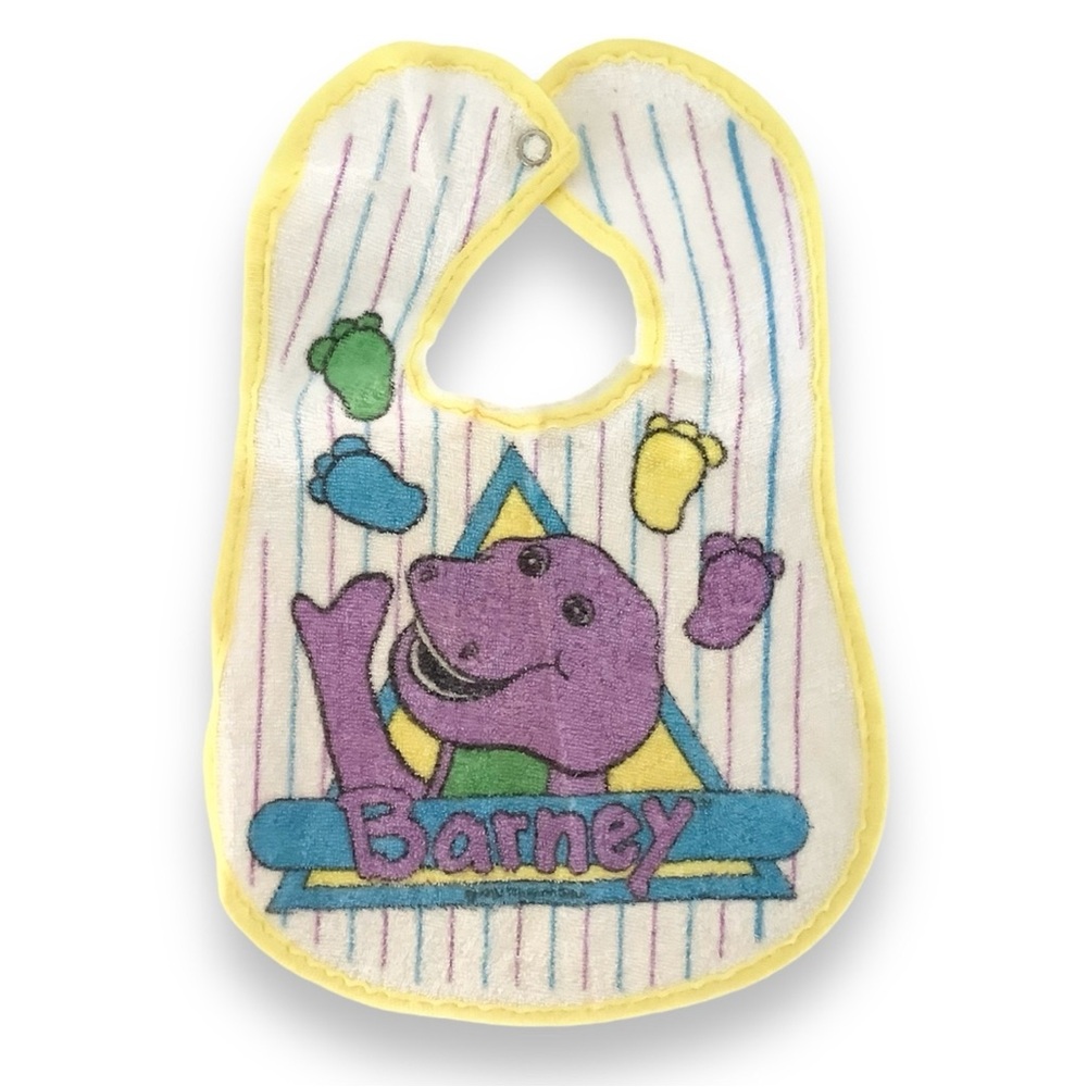 Vintage Retro 90’s Barney the Purple Dinosaur Baby Bib